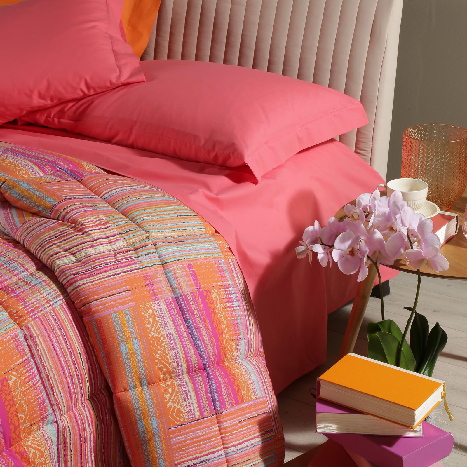 Trapunta-Singolo-Corallo-Cosmo-BOHEMIAN-Caleffi-Cotone-Microfibra