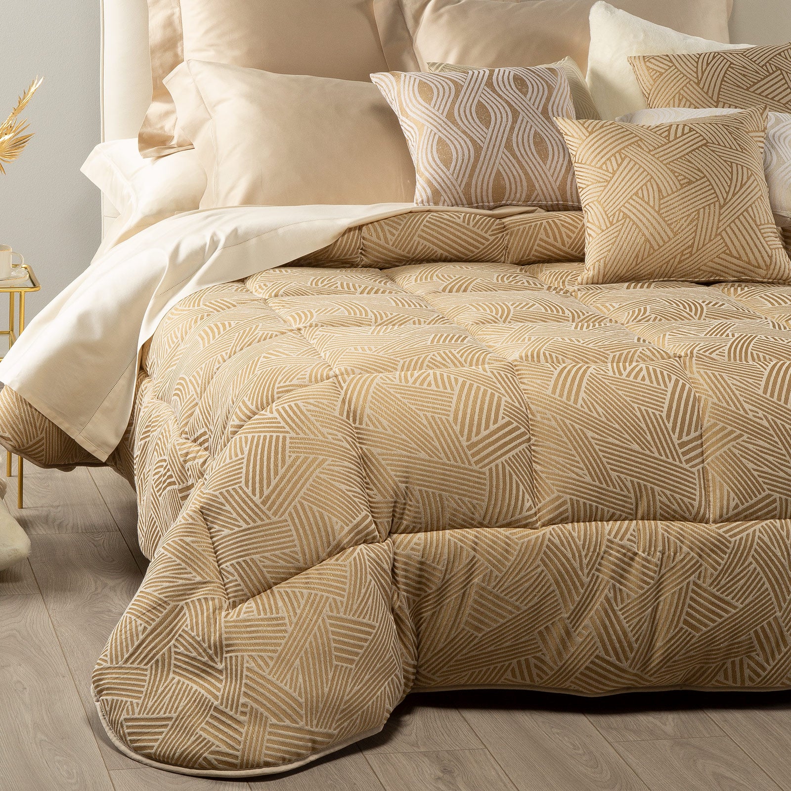 Trapunta-Matrimoniale-Oro-Silver-Floreale-Caleffi-Jacquard-Microfibra