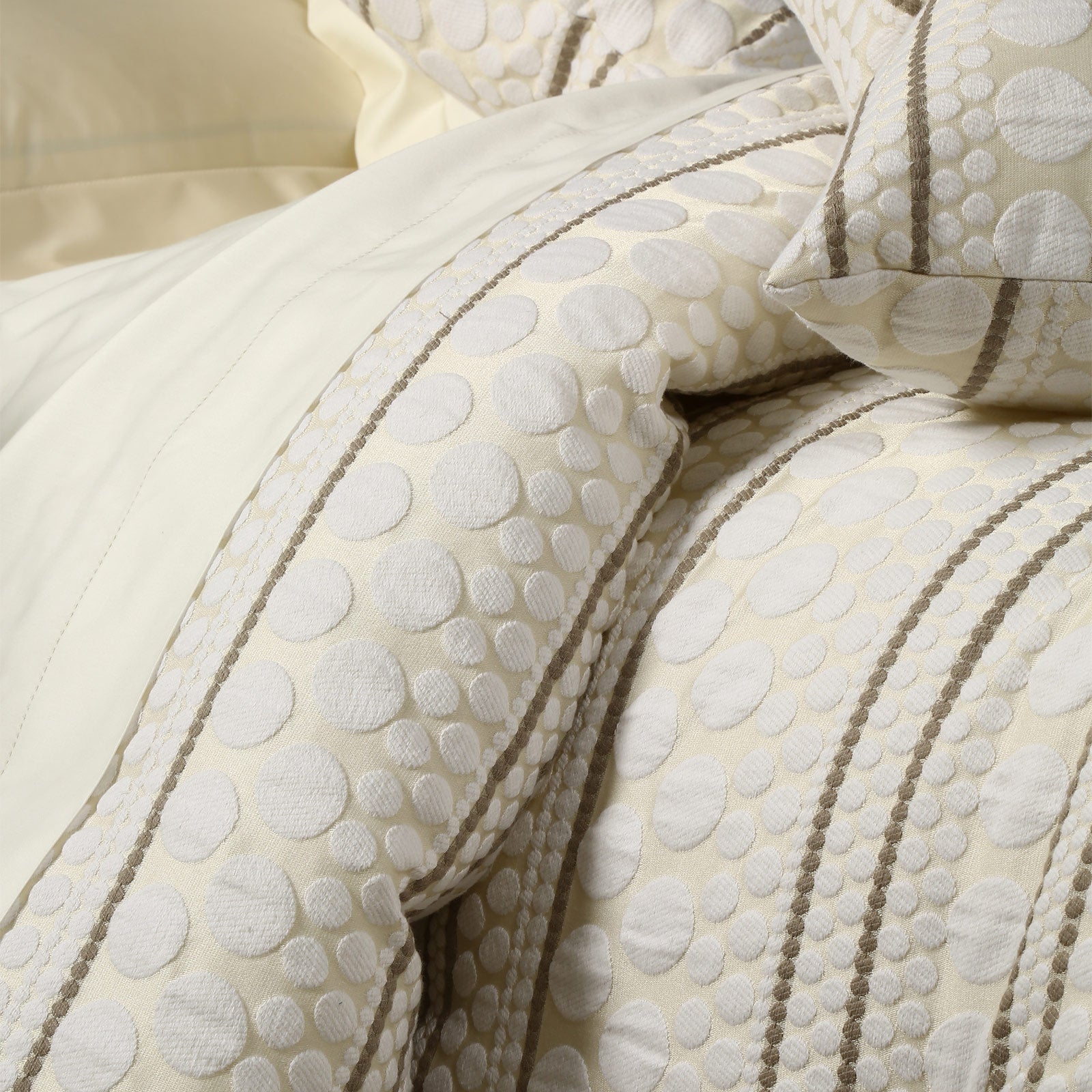 Leggerissima-Matrimoniale-Avorio-Perry-Tinta Unita-Caleffi-Jacquard-Microfibra