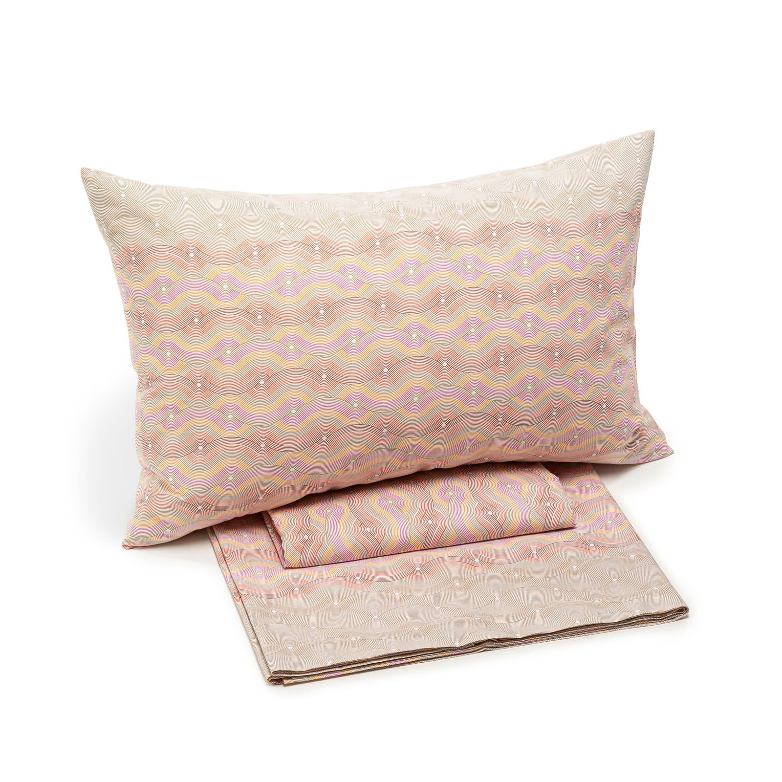 Completo-lenzuola-Singolo-Fuxia-Hils-Geometrico-Caleffi-Cotone-Senza-imbottitura