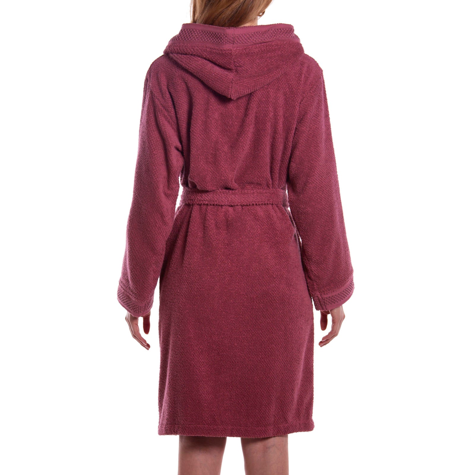Accappatoio-con-cappuccio-Taglia-small-s-Bordeaux-Gim-Tinta Unita-Caleffi-Cotone-Senza-imbottitura