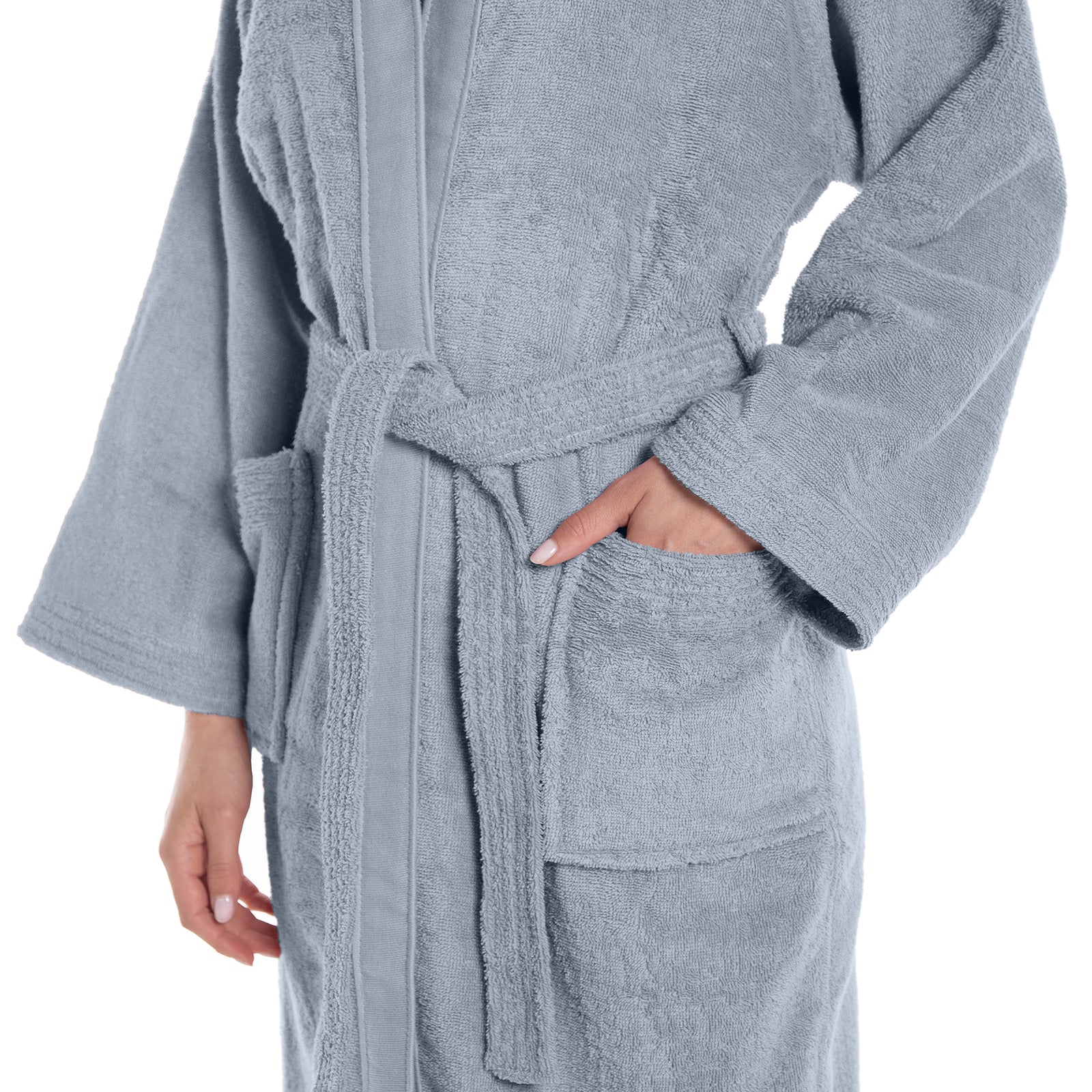 Accappatoio-con-cappuccio-Taglia-large-l-Azzurro-Soft-Tinta Unita-Caleffi-Cotone-Senza-imbottitura