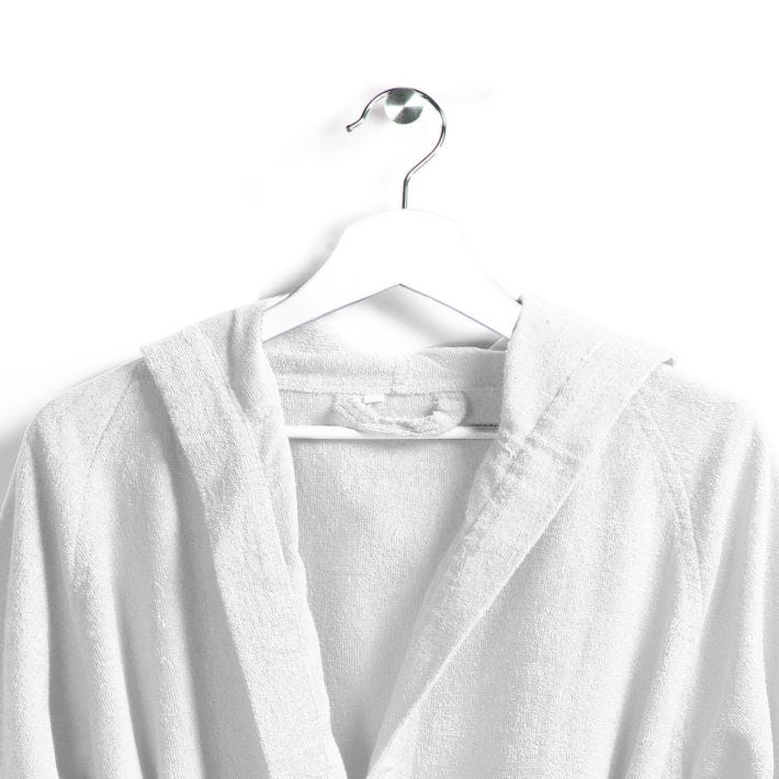 Accappatoio-con-cappuccio-Taglia-l-Xl-Bianco-Microspugna-Tinta Unita-Caleffi-Cotone-Senza-imbottitura