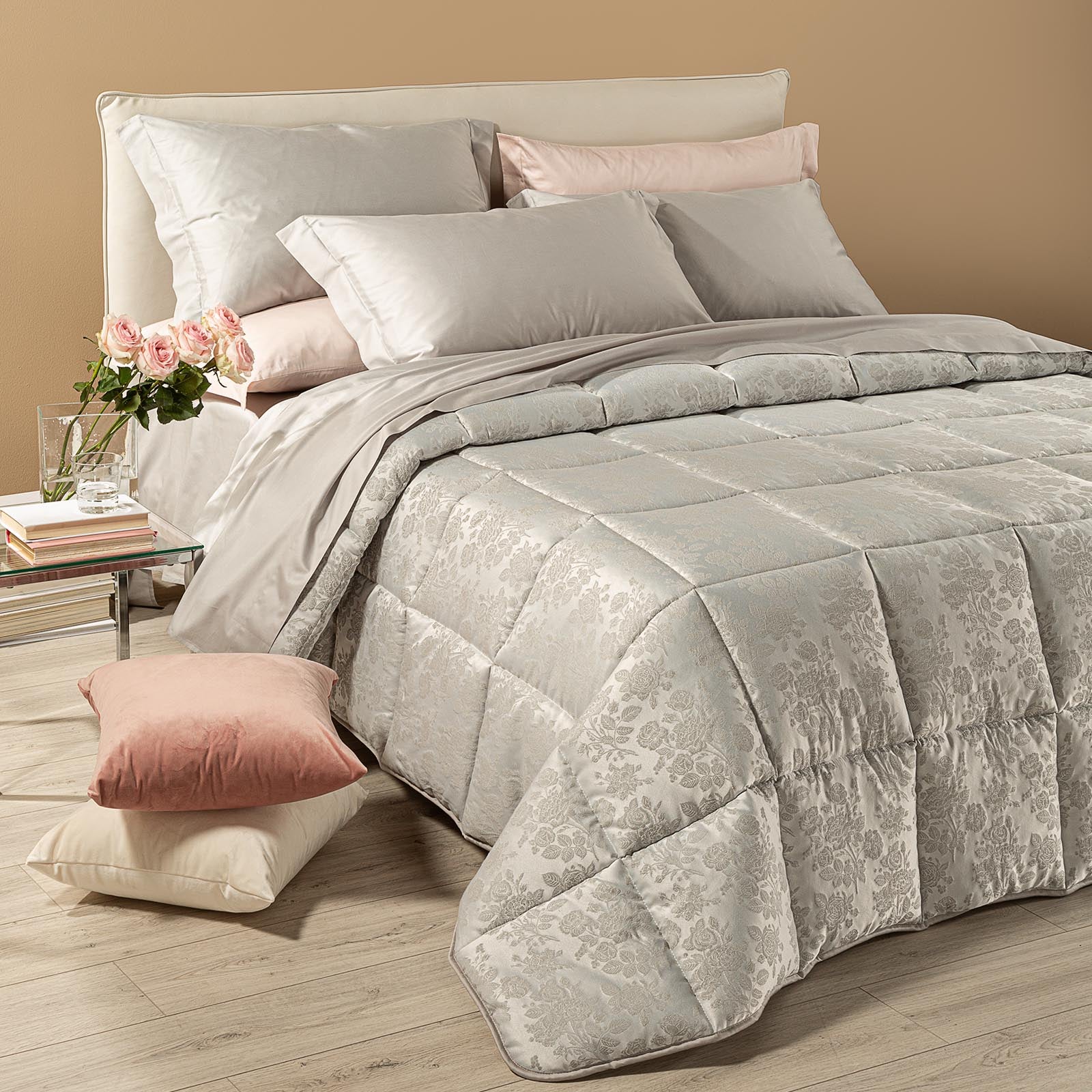 Trapunta-Matrimoniale-Grigio-Belfiore-Barocco-Caleffi-Jacquard-Microfibra