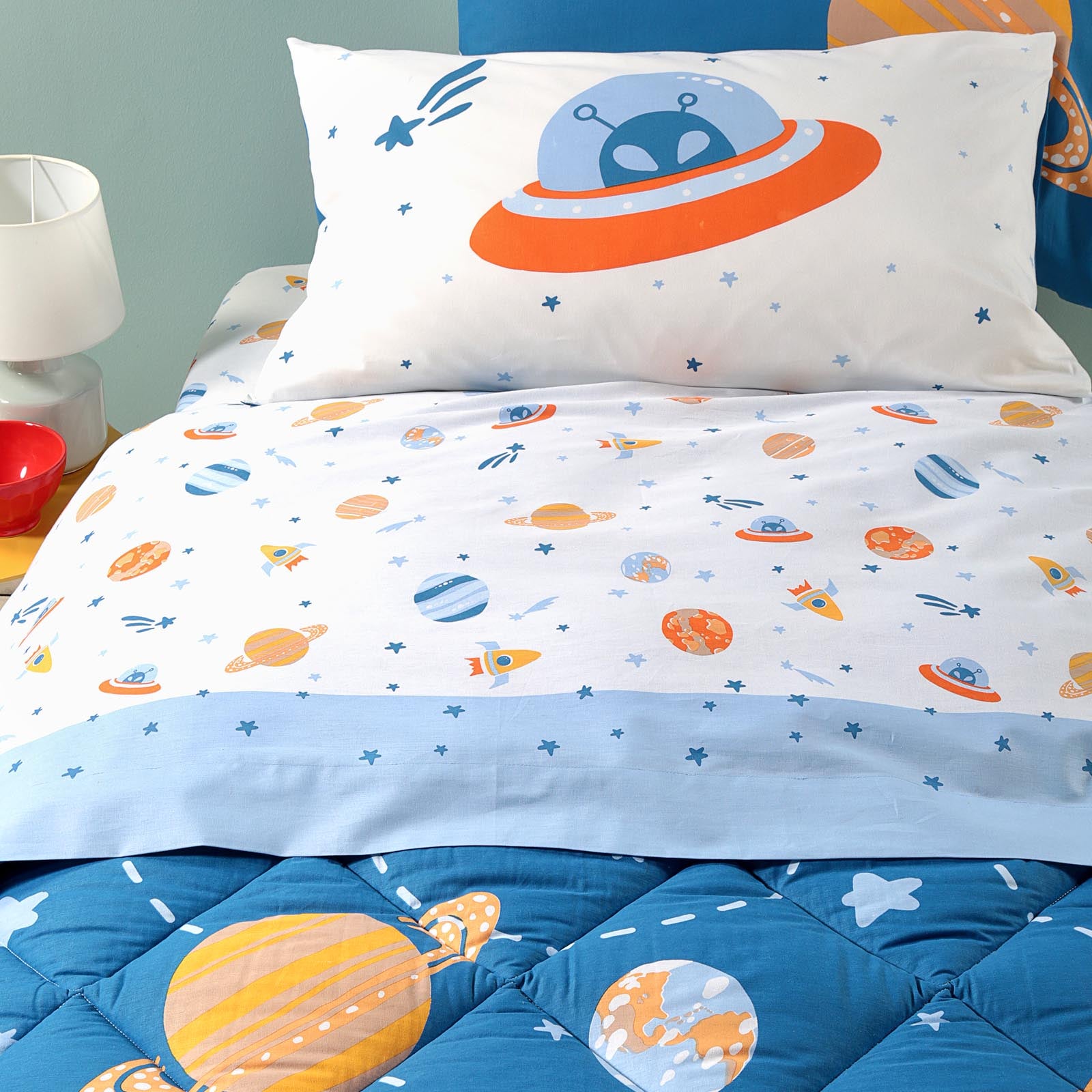 Trapunta-1-piazza-e-mezzo-Unica-Galassia-Ragazzo-Caleffi Kids-Cotone-Microfibra
