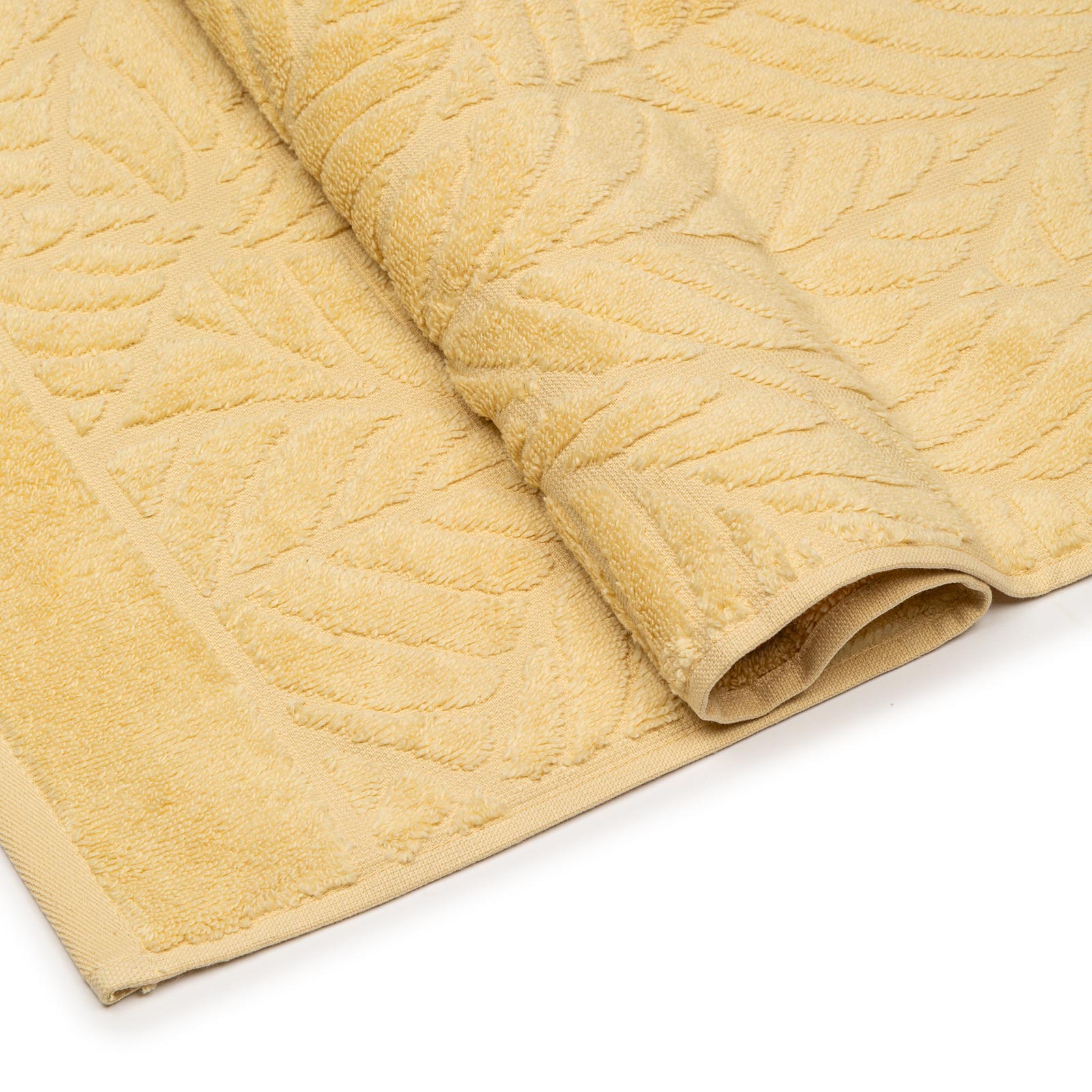 Asciugamano-con-ospite-Standard-Miele-Foglie-Tinta Unita-Caleffi-Cotone-Senza-imbottitura