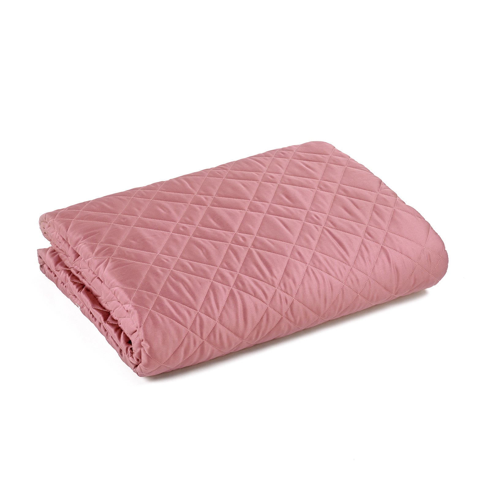 Copriletto-trapuntato-Matrimoniale-Rosa-Raso-Tinta Unita-Caleffi-Raso-di-Cotone-Fibra-anallergica