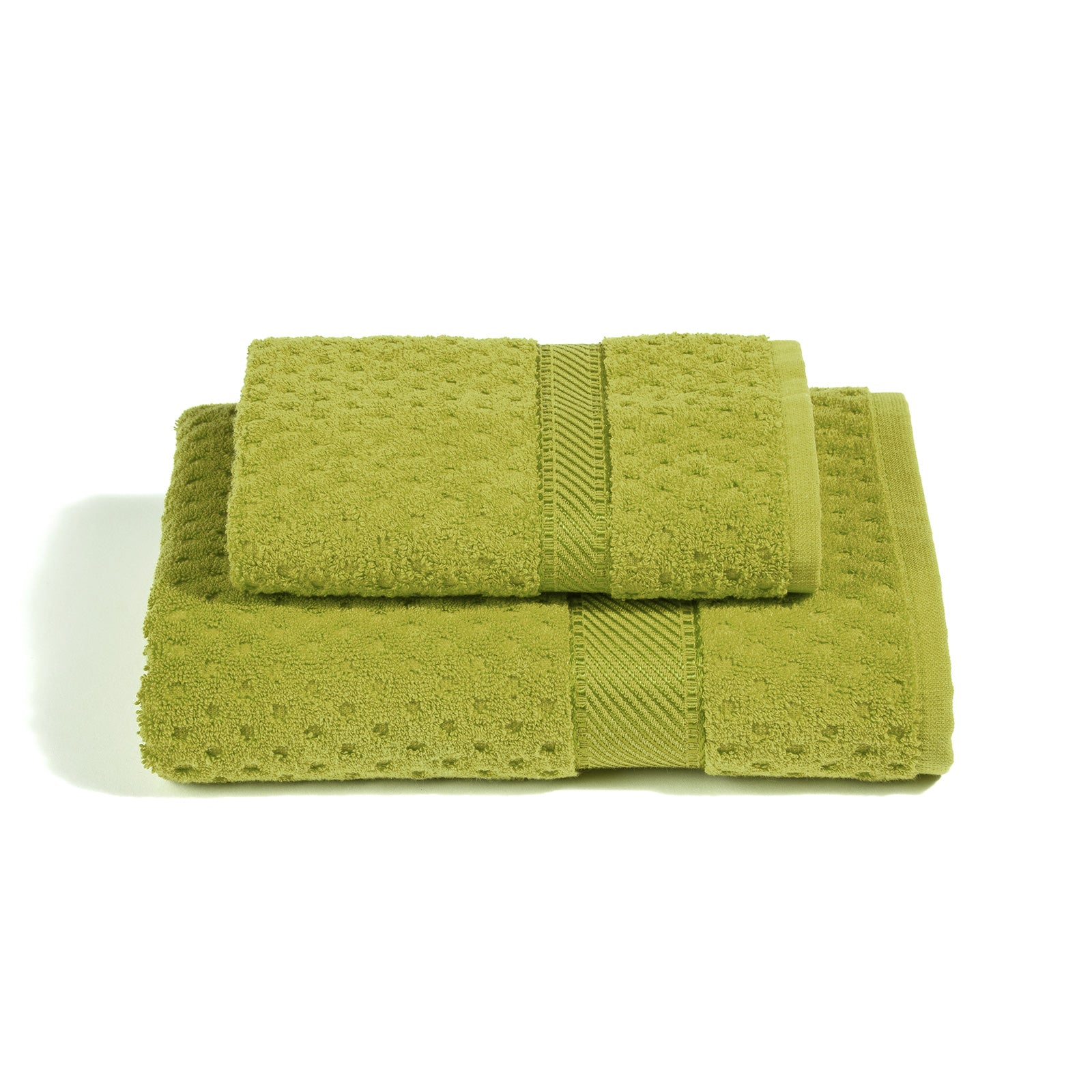 Asciugamano-con-ospite-Standard-Verde-Sirena-Tinta Unita-Caleffi-Cotone-Senza-imbottitura