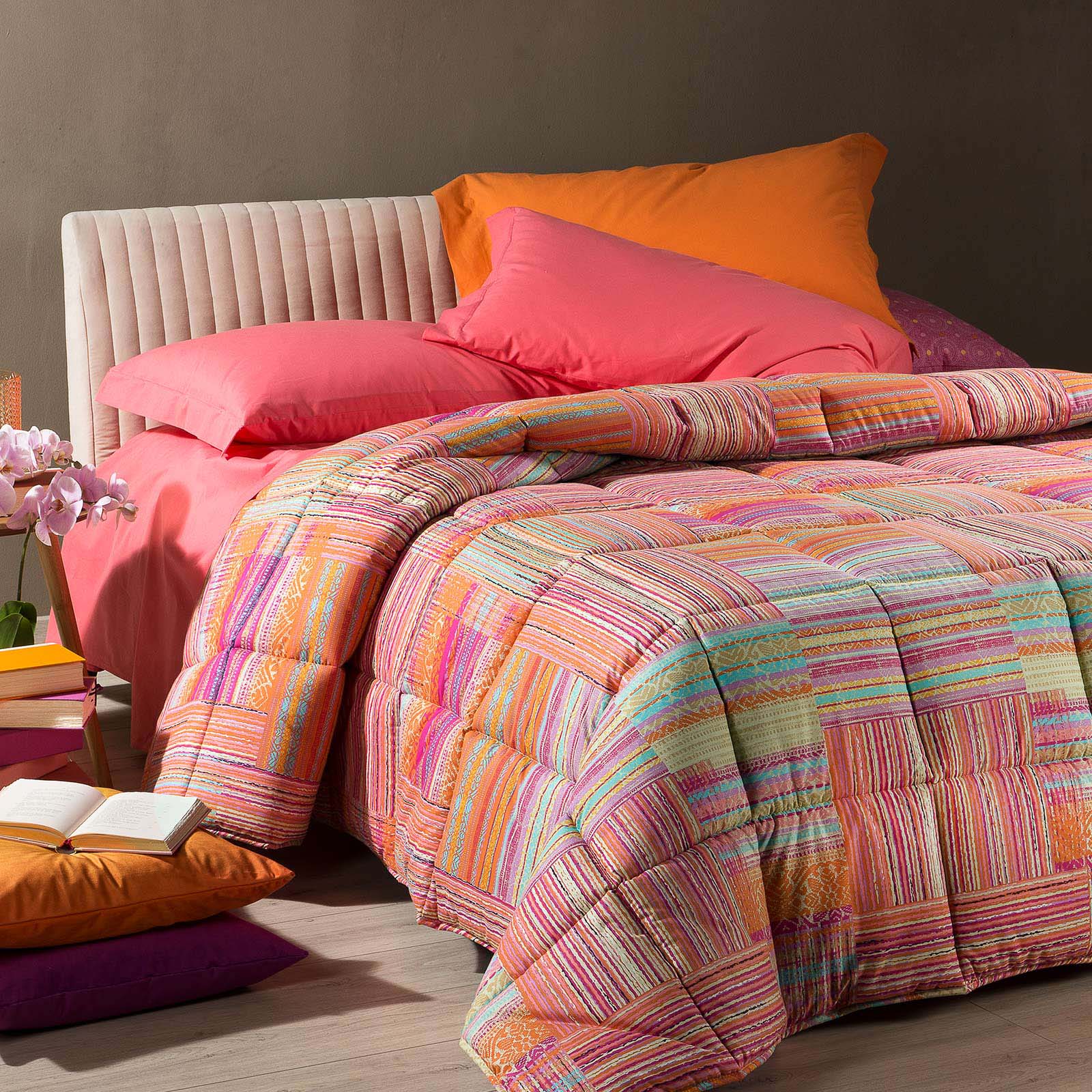 Trapunta-Singolo-Corallo-Cosmo-BOHEMIAN-Caleffi-Cotone-Microfibra