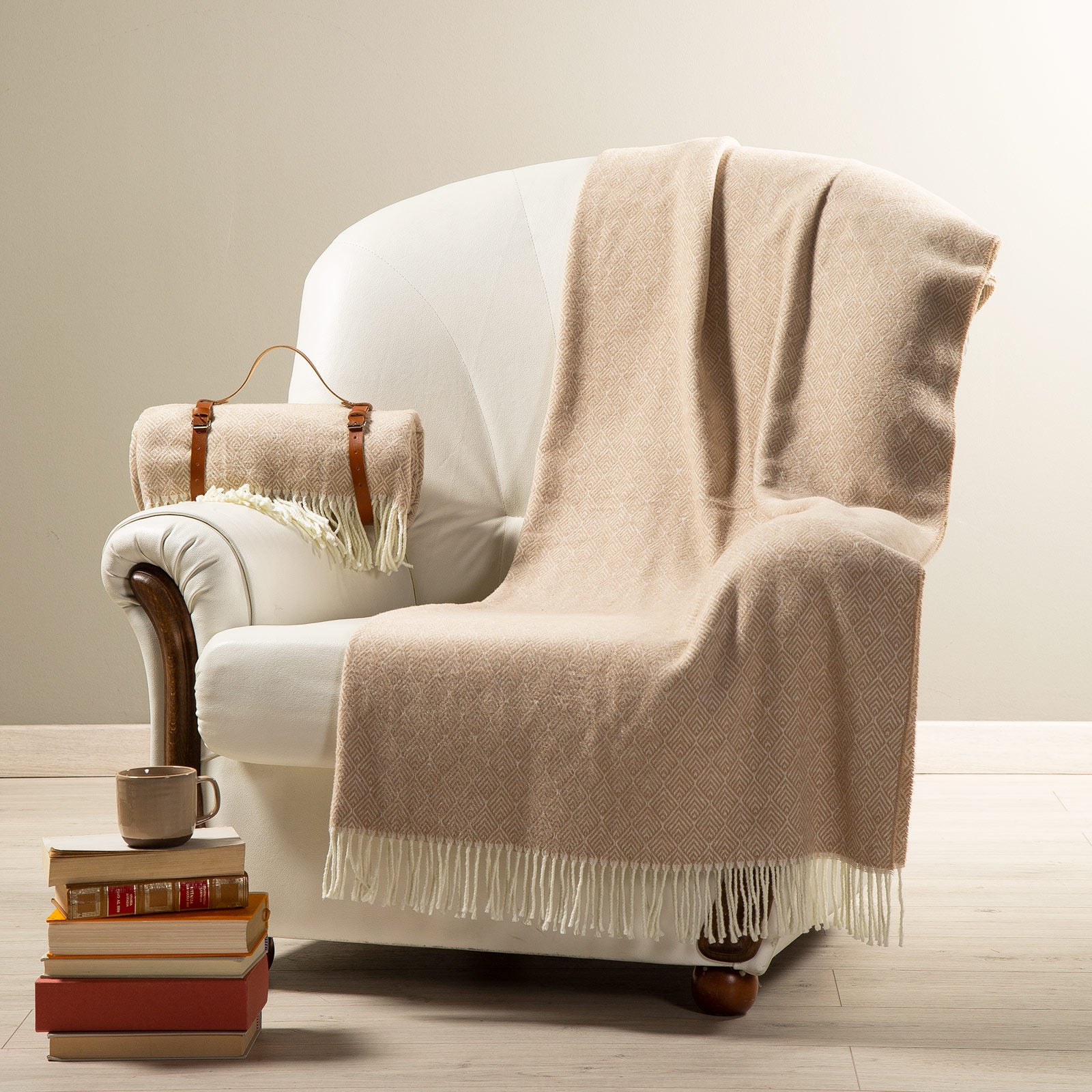 Plaid-Cm-130X170-Caramel-Cortina-Moderno-Caleffi-Senza-Tessuto-Senza-imbottitura