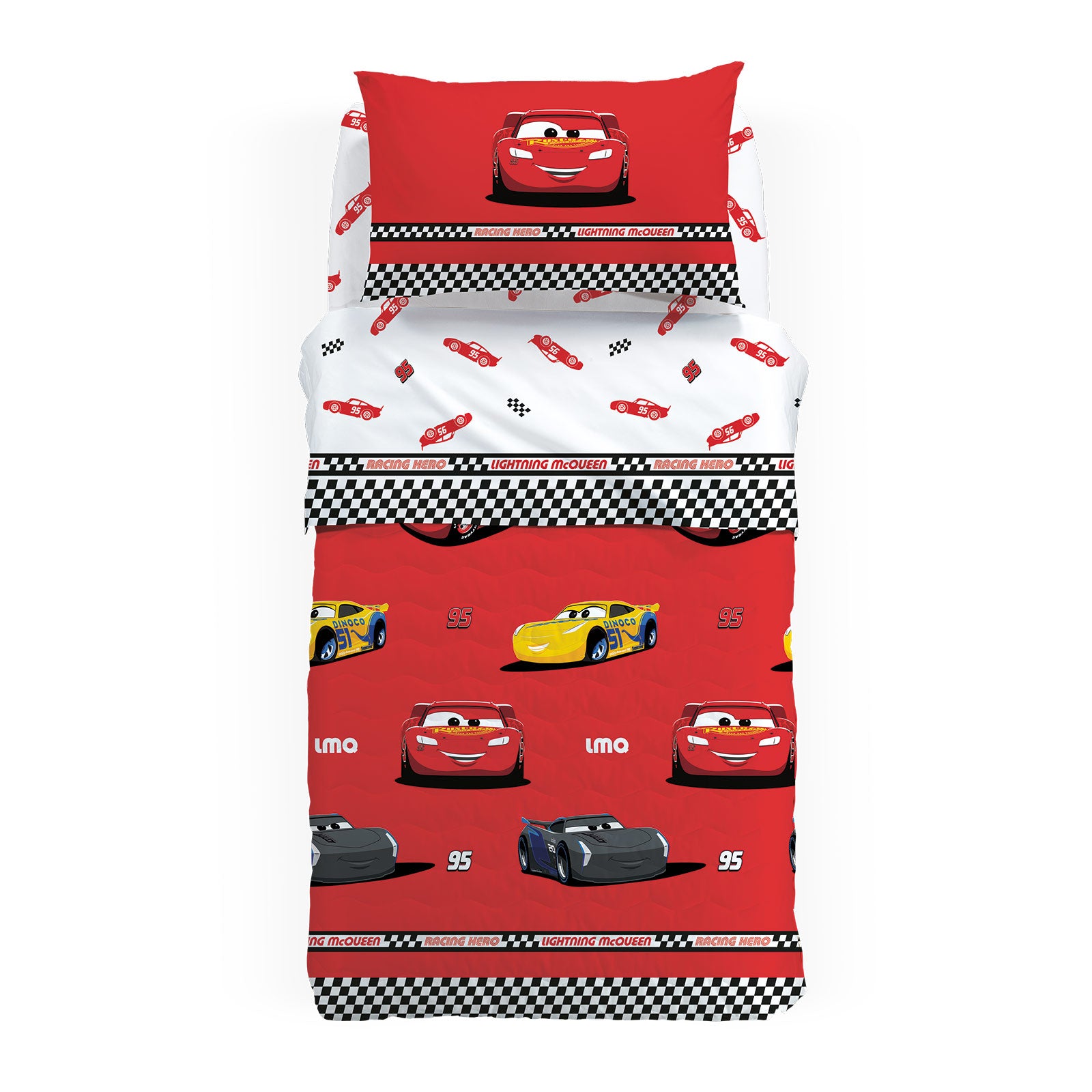 Copriletto-trapuntato-Singolo-Unica-Cars Racing-Ragazzo-Cartoons-Cotone-Fibra-anallergica