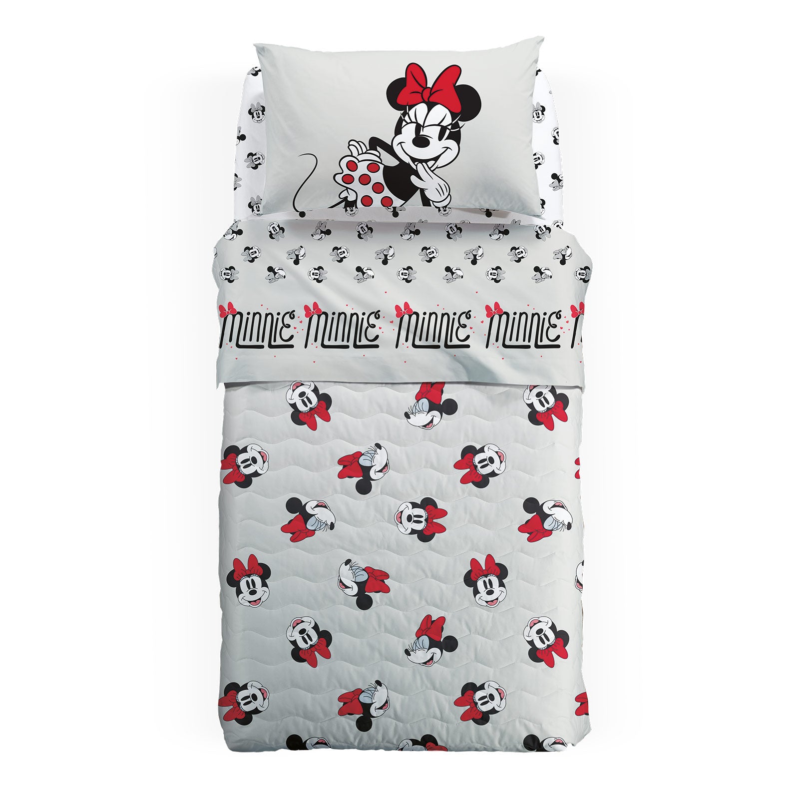 Copriletto-trapuntato-Singolo-Unica-Minnie Retro_-Ragazza-Cartoons-Cotone-Fibra-anallergica