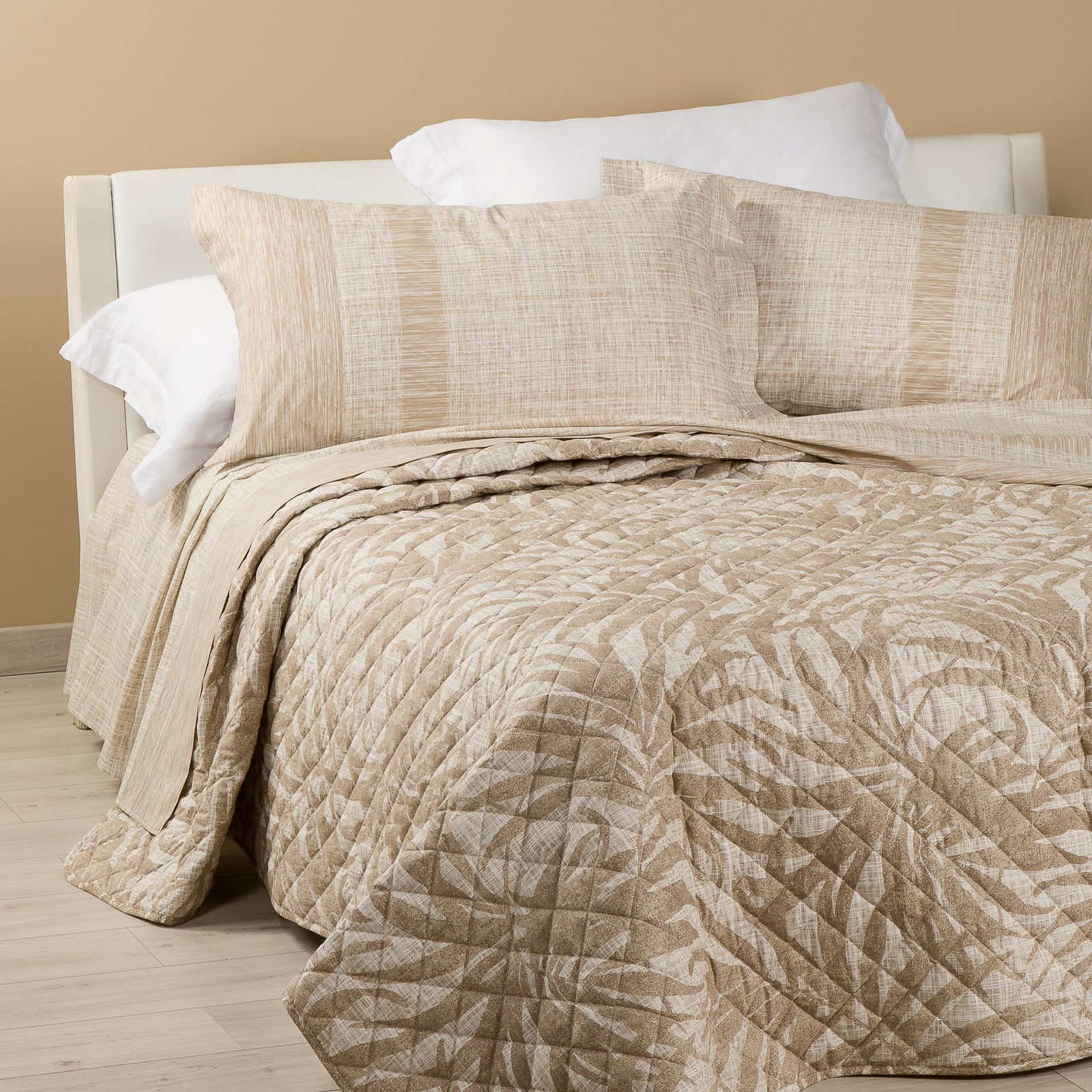Copriletto-trapuntato-Matrimoniale-Naturale-Green-Non Assegnato-Caleffi-Cotone-Fibra-anallergica
