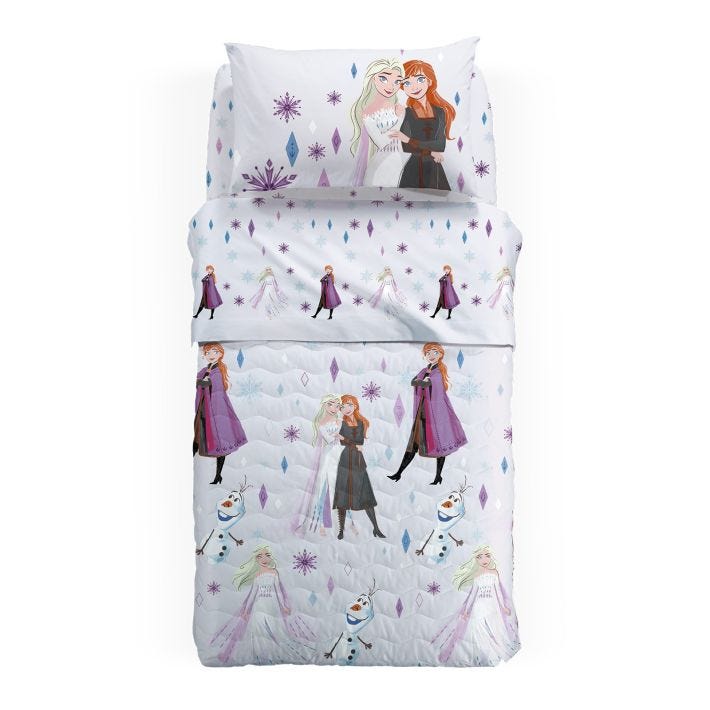 Copriletto-trapuntato-Singolo-Unica-Frozen-Ragazza-Cartoons-Cotone-Fibra-anallergica