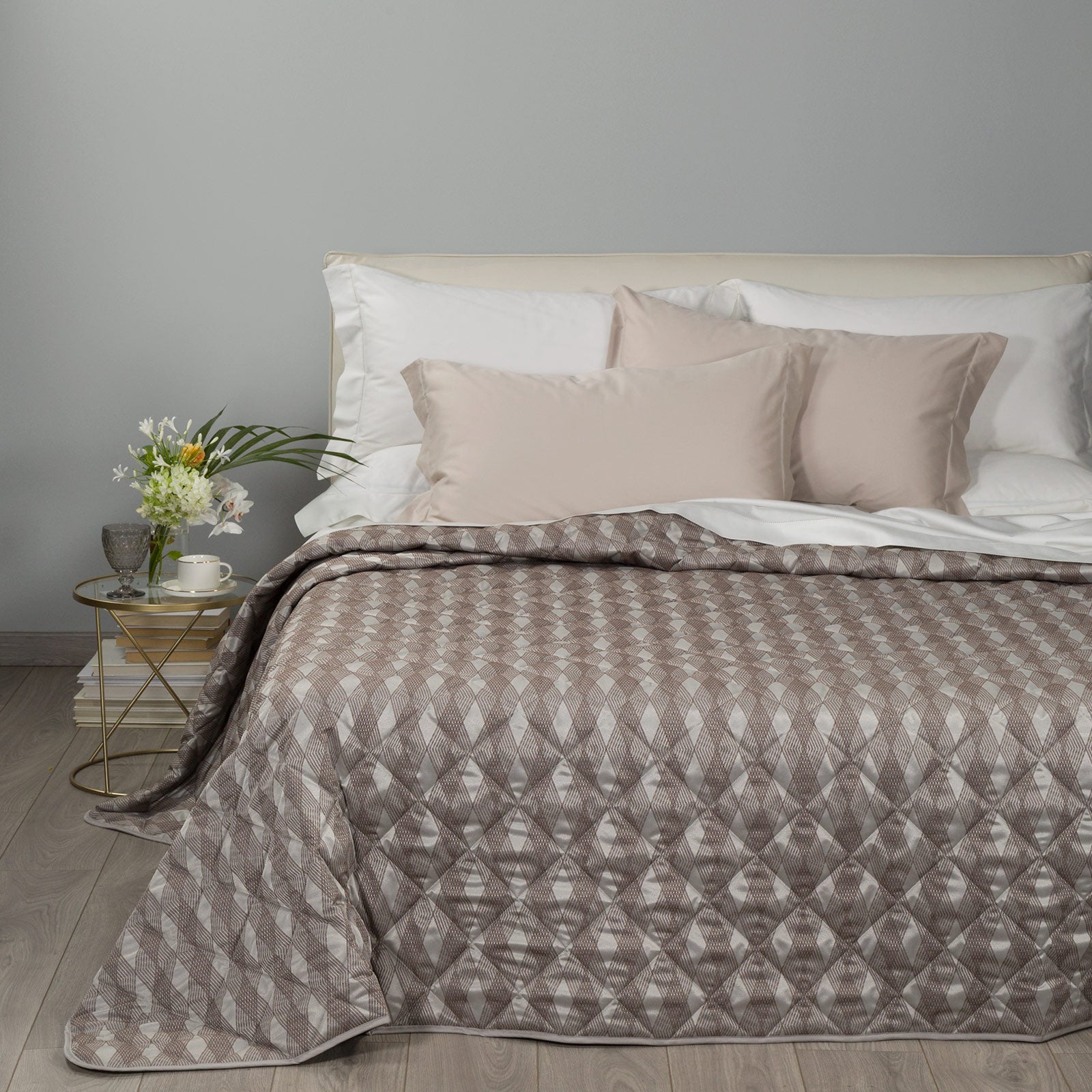 Copriletto-trapuntato-Matrimoniale-Moka-Nuit-Non Assegnato-Caleffi-Jacquard-Fibra-anallergica