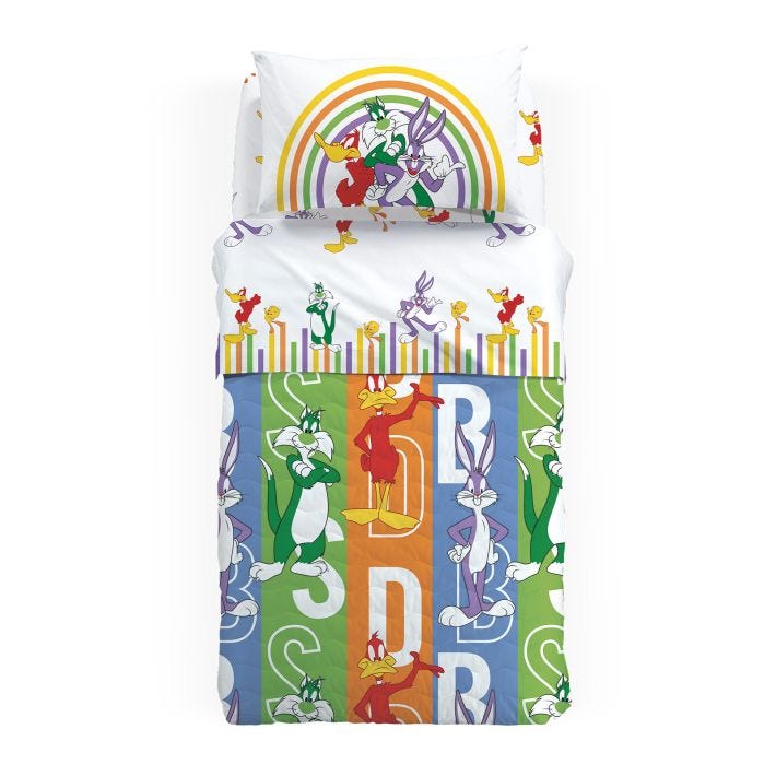 Copriletto-trapuntato-Singolo-Unica-WB Colors-Ragazzo-Warner-Bros-Cotone-Fibra-anallergica