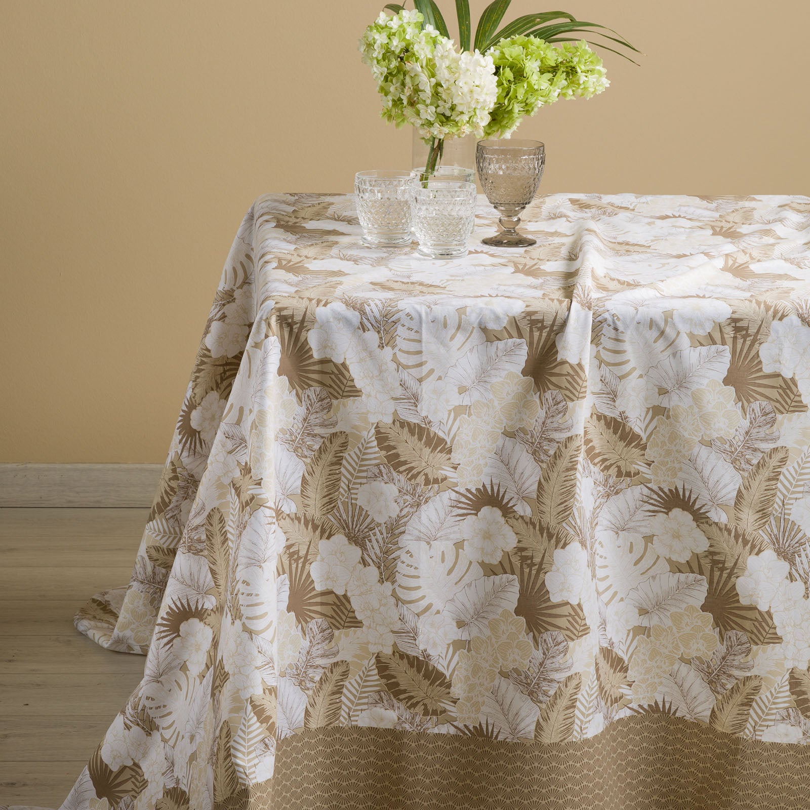 Grandecor-Singolo-Naturale-Orchidea-Moderno-Caleffi-Cotone-Senza-imbottitura