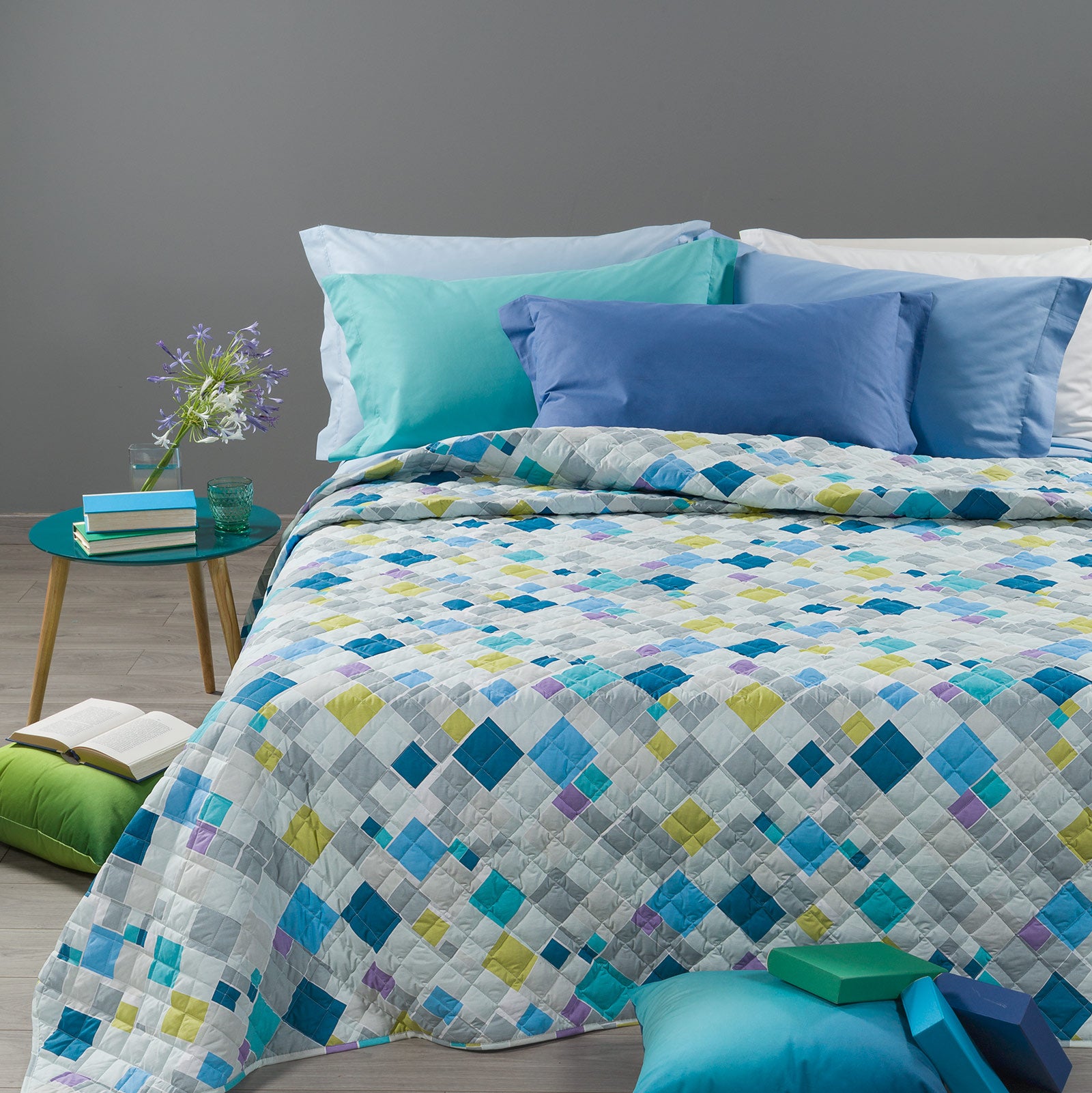 Copriletto-trapuntato-Singolo-Bluette-Peggy-Art-Caleffi-Cotone-Fibra-anallergica