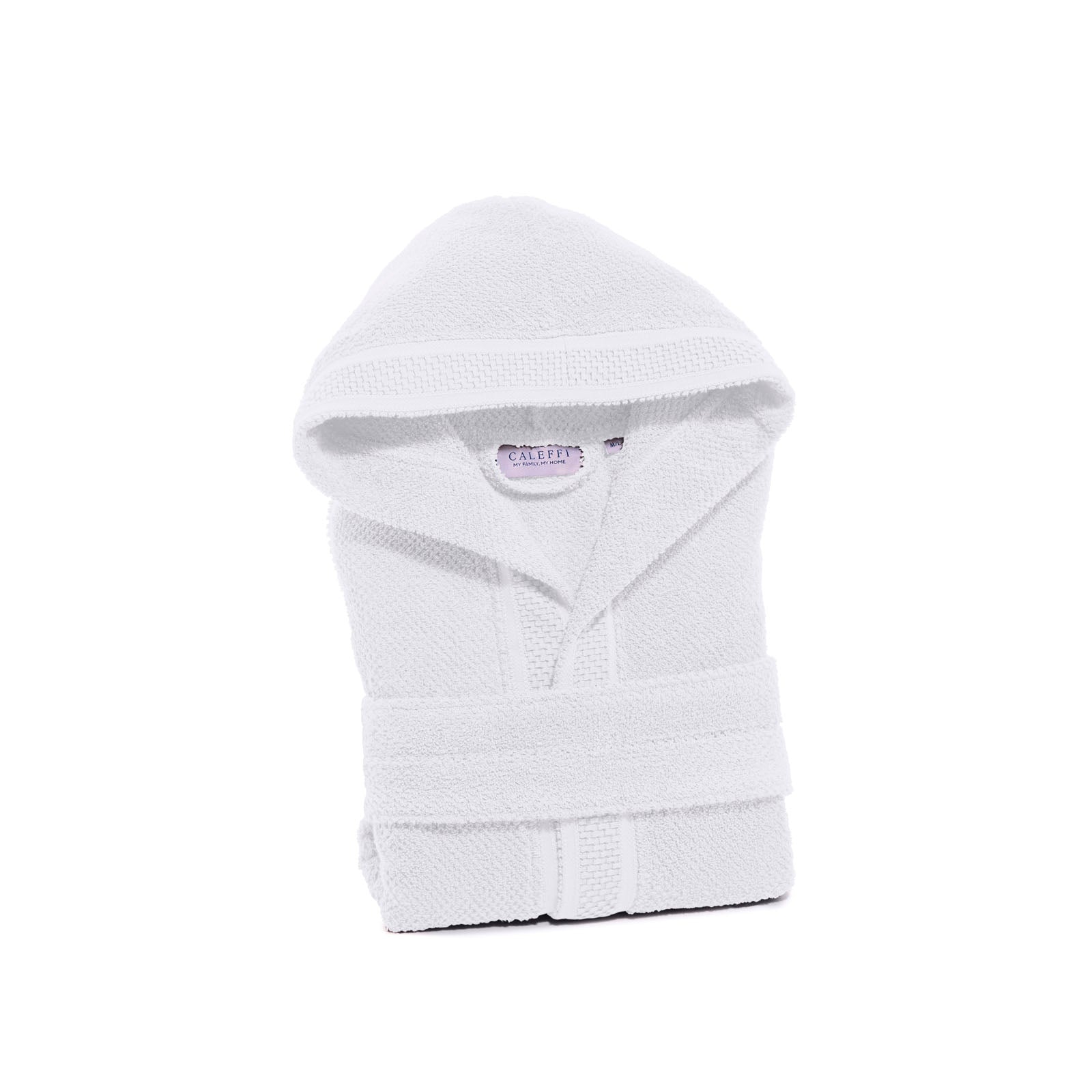 Accappatoio-con-cappuccio-Taglia-small-s-Bianco-Gim-Tinta Unita-Caleffi-Cotone-Senza-imbottitura