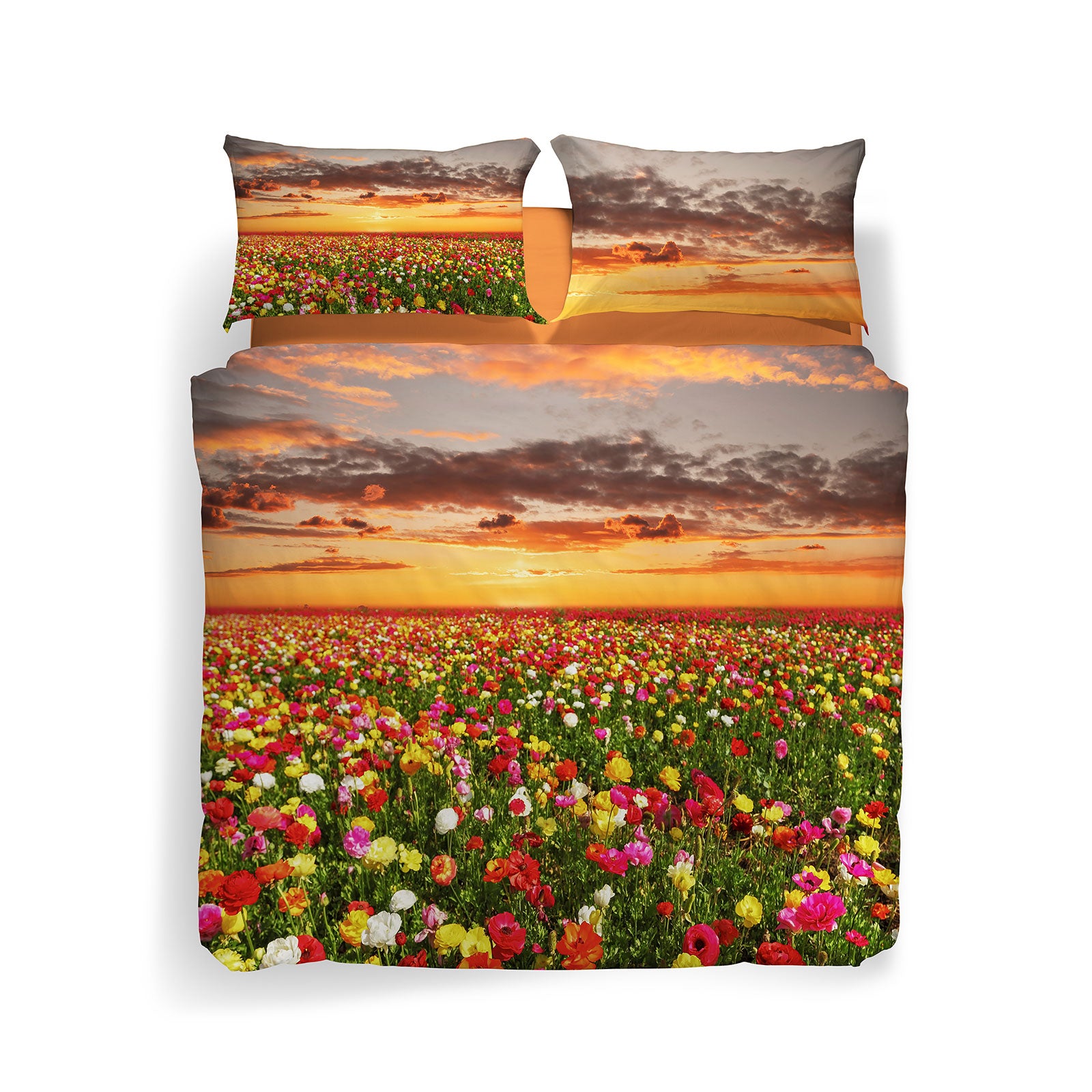 Completo-copripiumino-Matrimoniale-Unica-Flowering Fields-Fotografico-Carmassi-Cotone-Senza-imbottitura