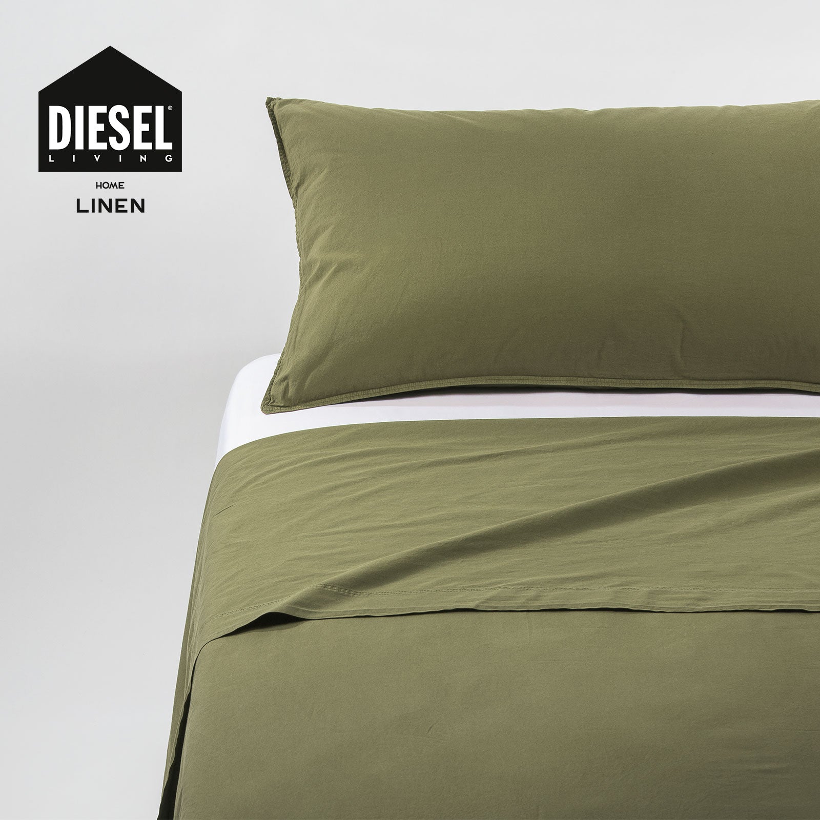 Parure-lenzuolo-160X280-Verde-SOLID STONE PERCALLE-Tinta Unita-Diesel-Cotone-Senza-imbottitura