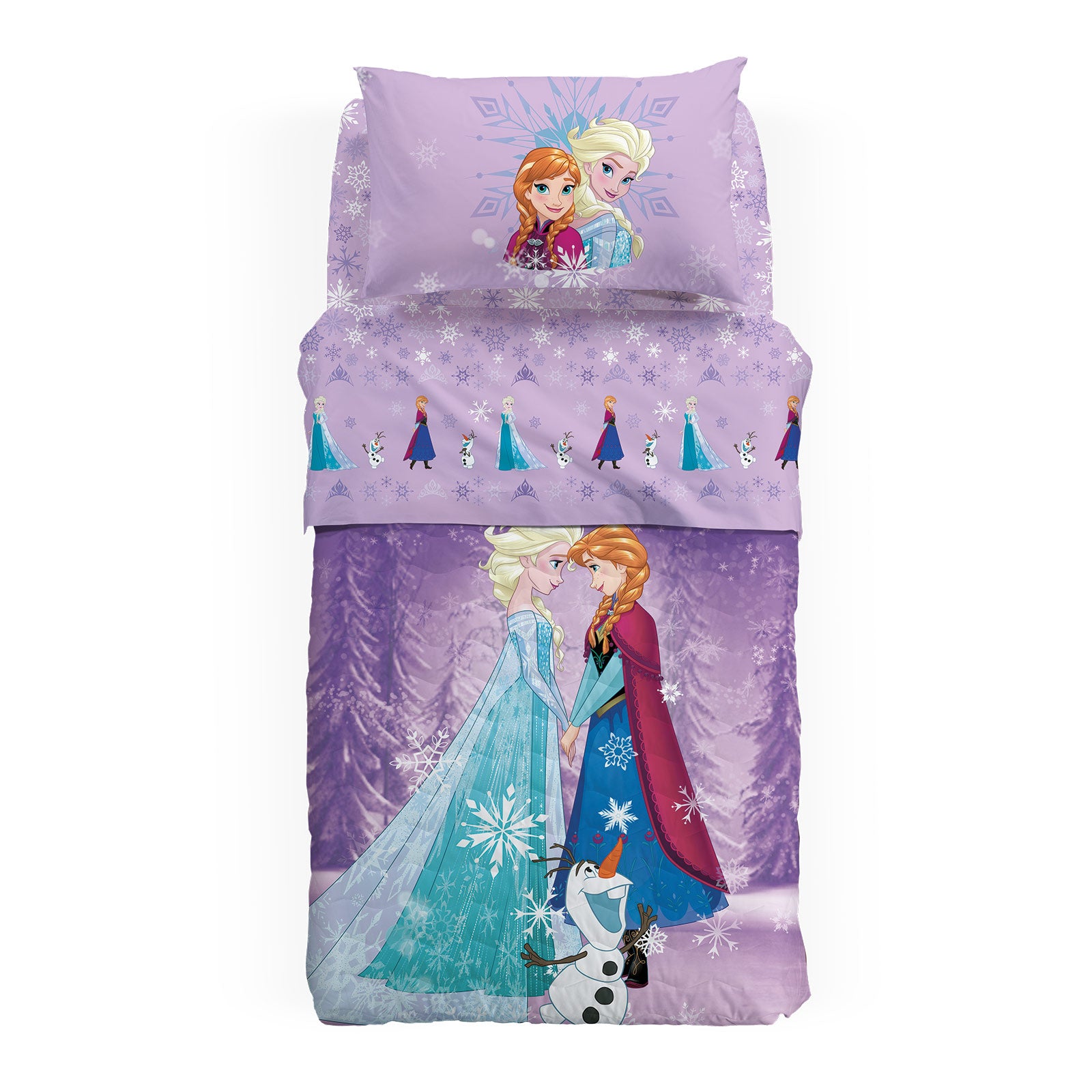 Copriletto-trapuntato-Singolo-Unica-Frozen Love-Ragazza-Cartoons-Cotone-Fibra-anallergica